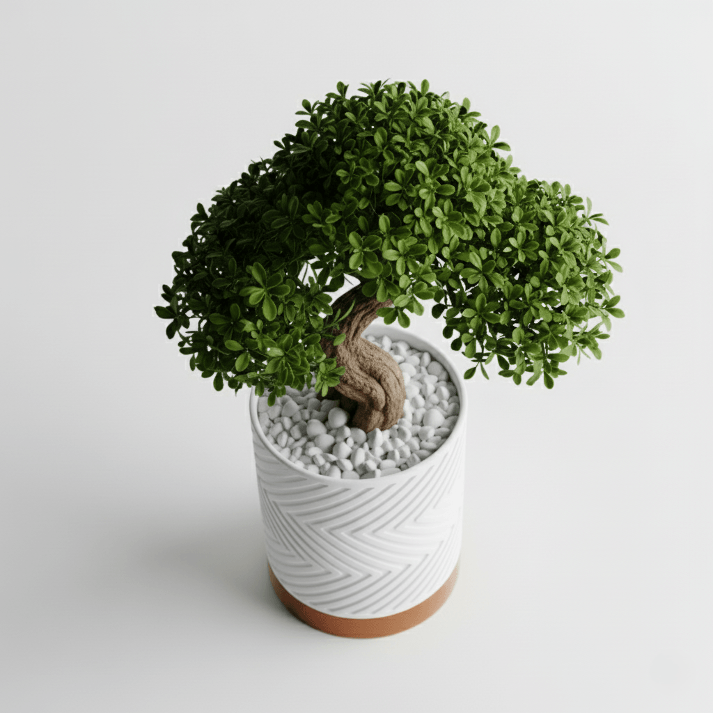 Ghiveci Inalt decorativ Geometric Luxe – Culoare Ivory Sandstone & Copper Gold, plastic PLA, inaltime 15cm — imaginea 2