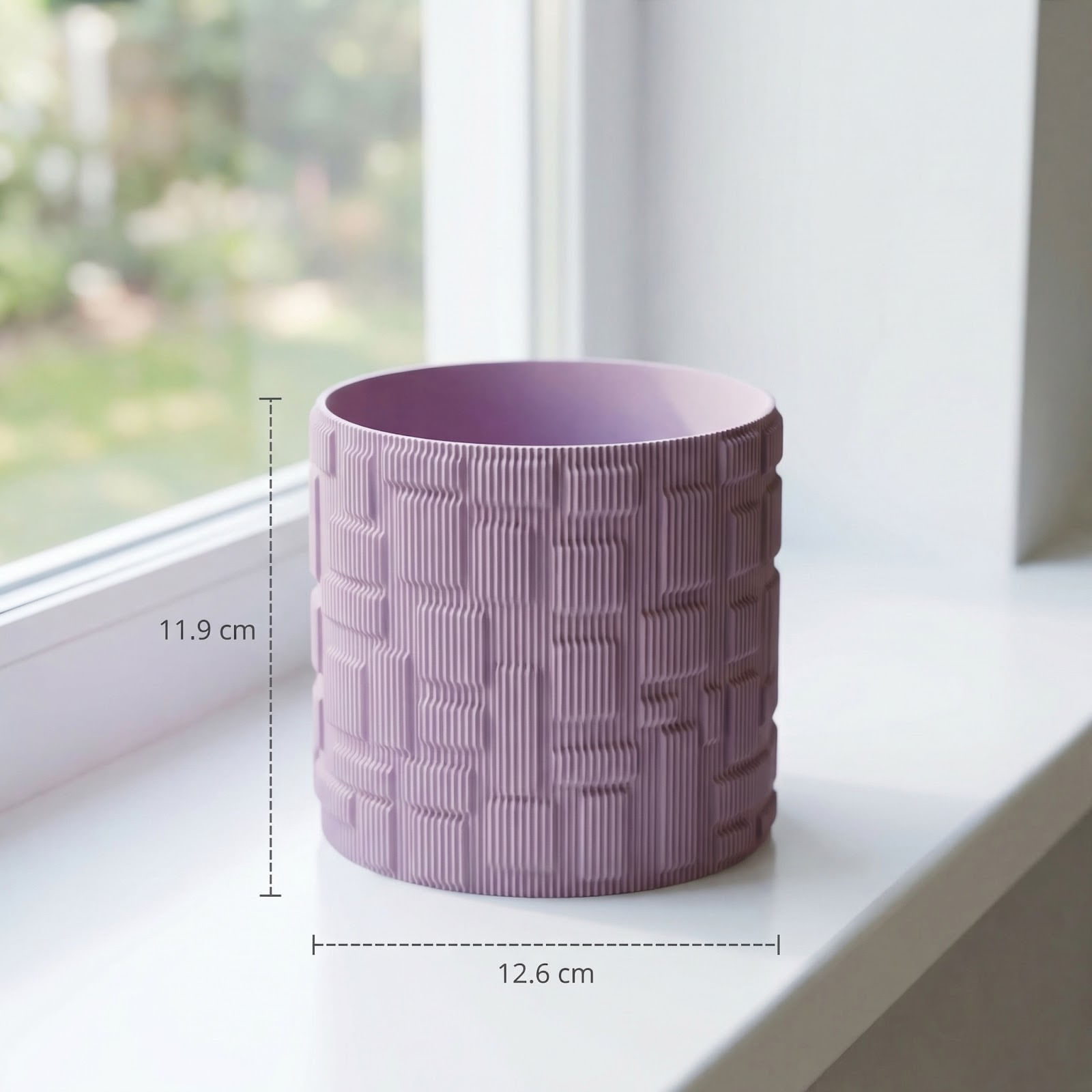 Ghiveci Decorativ cu Model Geometric Striat, Mov Lila, 13 cm — imaginea 5