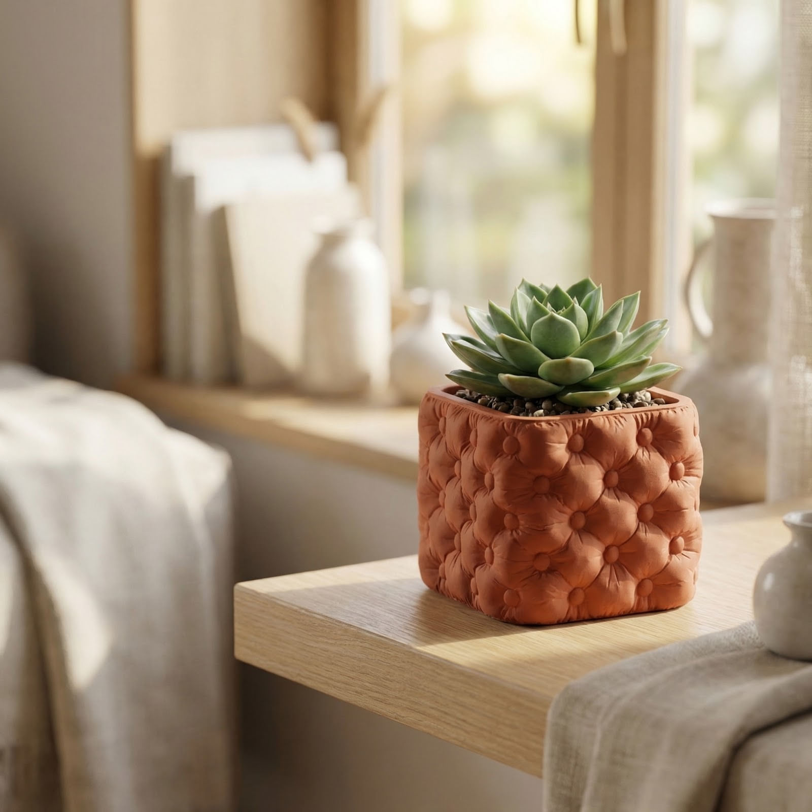 Ghiveci Decorativ cu Textura Matlasata, Teracota, 19 cm — imaginea 7
