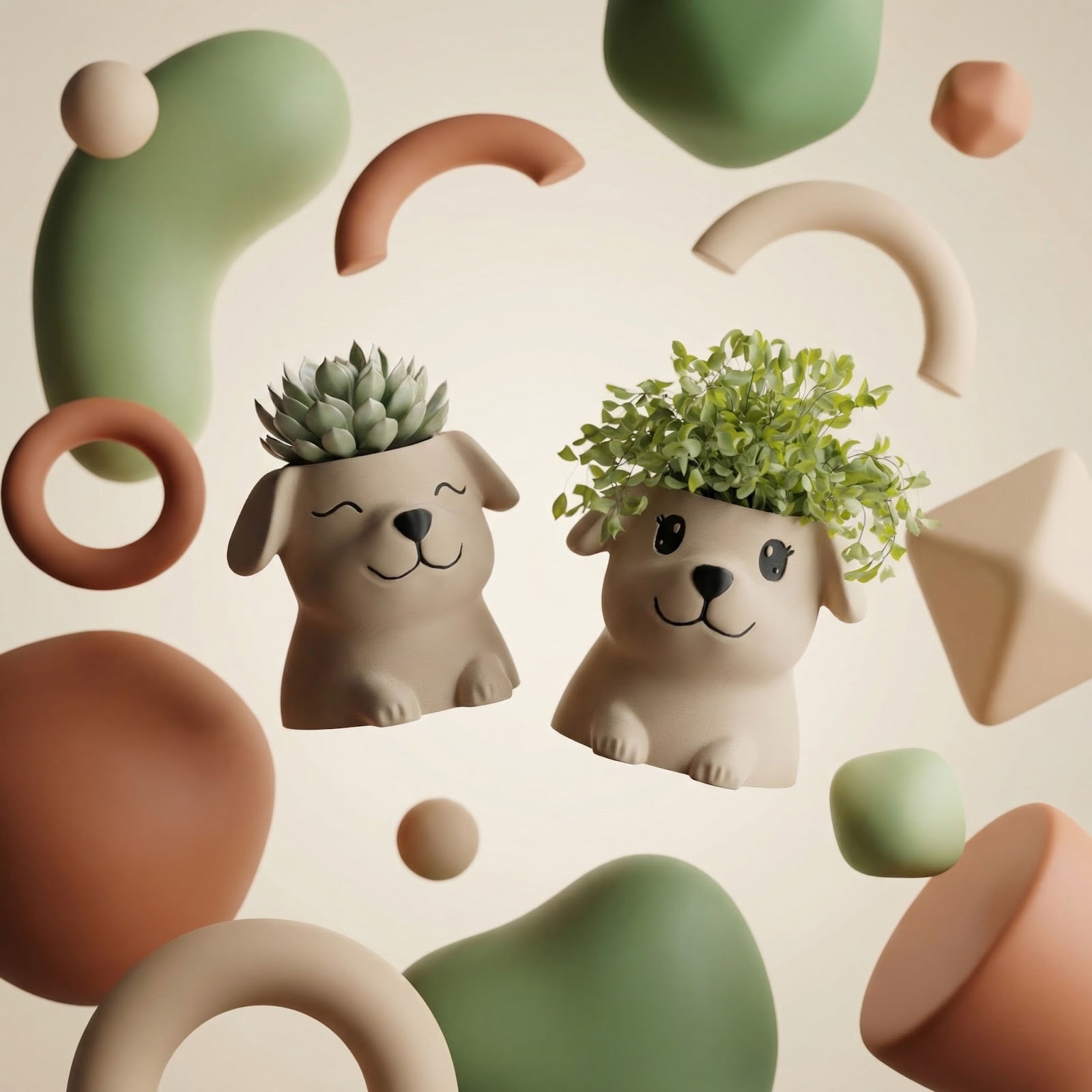 Ghiveci Decorativ Puppy, Bej, 15 cm — imaginea 6