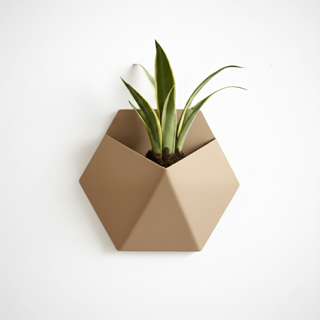 Ghiveci de perete Hexa Design, culoare Sandstone Beige, design geometric, material eco friendly