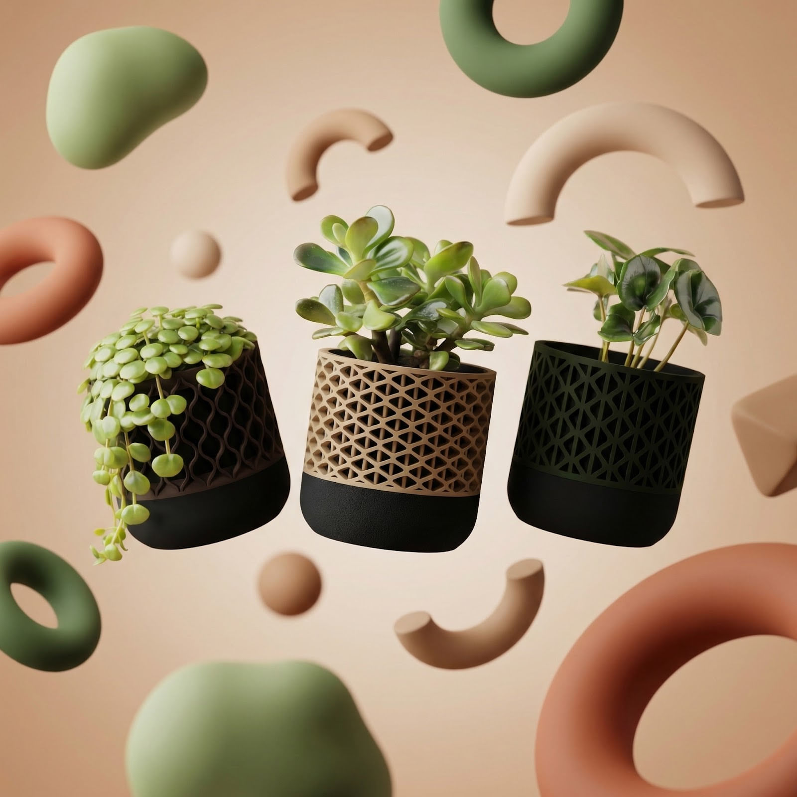 Ghiveci Decorativ Modular Armonie Geometrica, Bej, 10 cm — imaginea 2