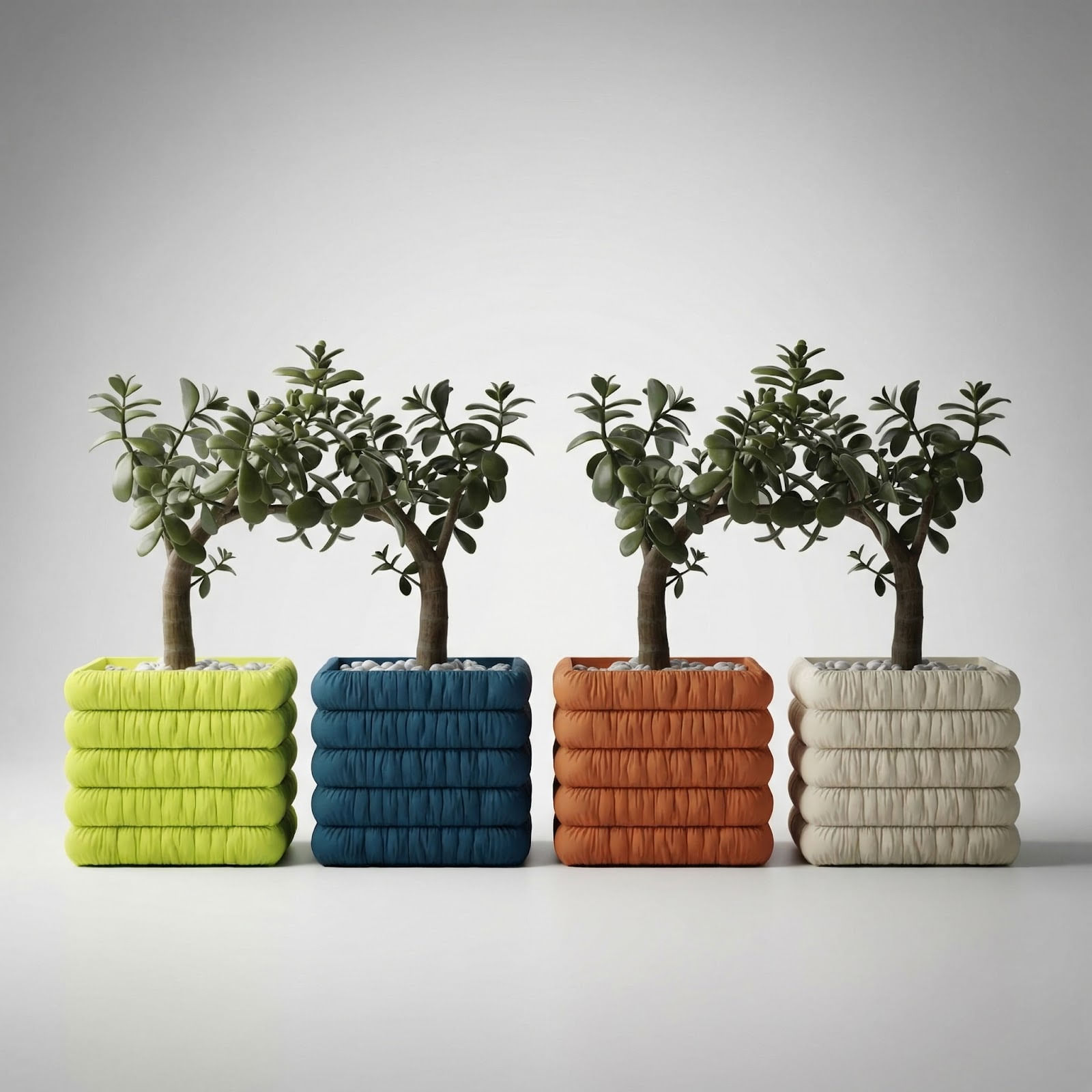 Ghiveci decorativ, verde lime, 12 cm, aspect textil matlasat — imaginea 6