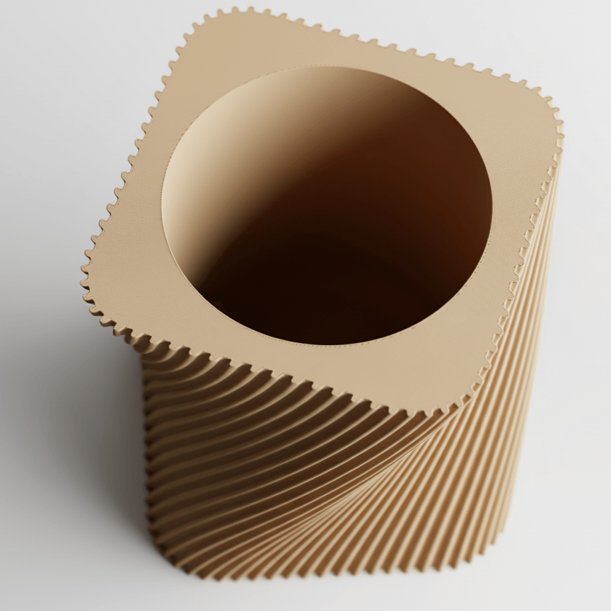 Ghiveci decorativ Twist Design – Culoare Cappuccino Brown, plastic PLA, diametru 12cm, inaltime 17cm — imaginea 3
