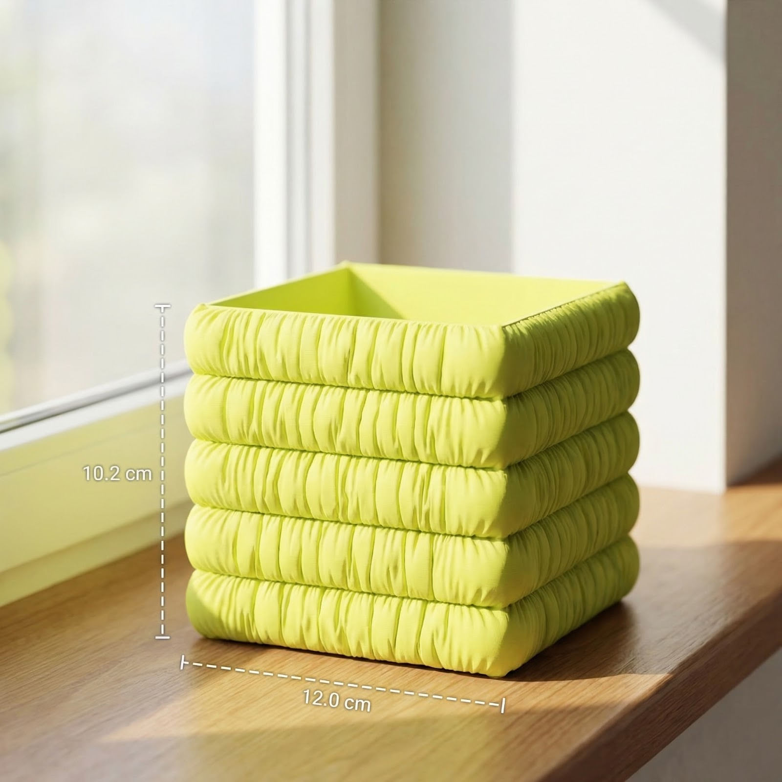 Ghiveci decorativ, verde lime, 12 cm, aspect textil matlasat — imaginea 8