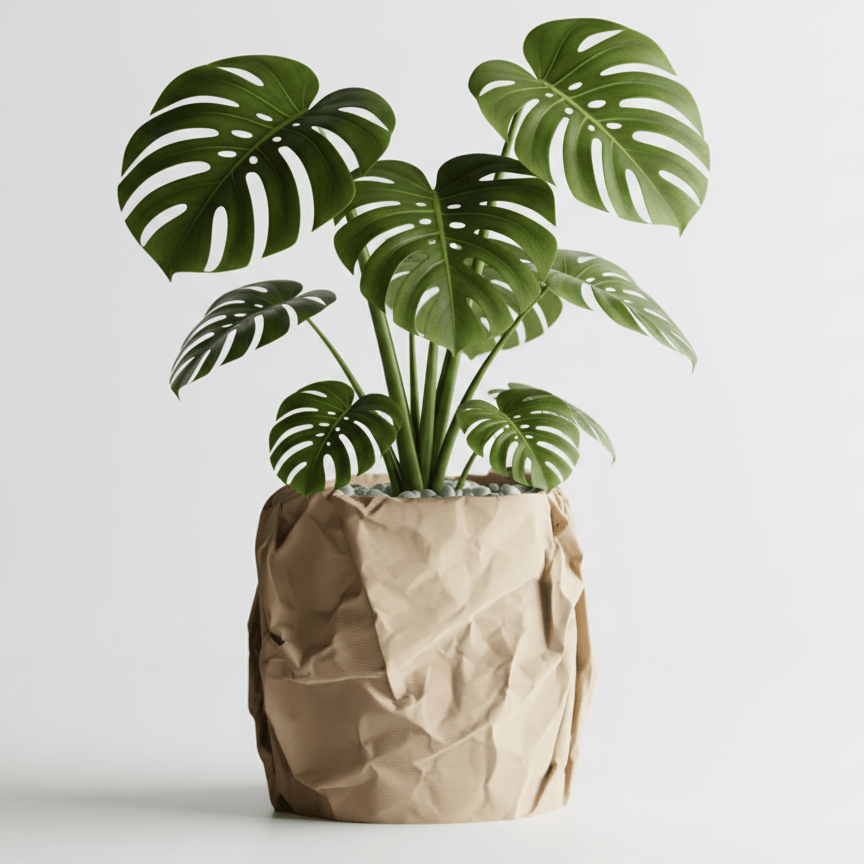 Ghiveci decorativ Crumpled Design – Culoare Sandstone Beige, plastic PLA, diametru 12cm, inaltime 16cm — imaginea 3