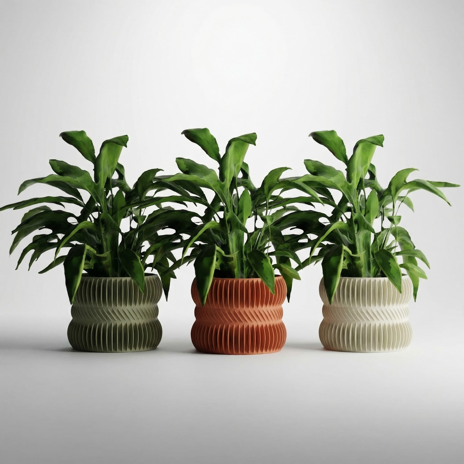 Ghiveci Decorativ cu Nervuri Moderne, Verde Olive, 12 cm — imaginea 6