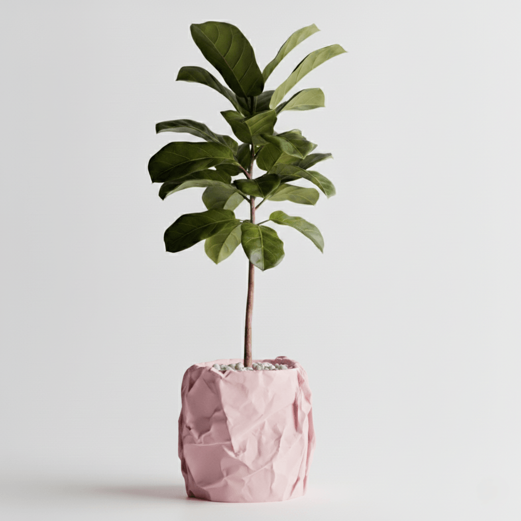 Ghiveci decorativ Crumpled Design, roz rosewood, plastic PLA, diametru 12cm, inaltime 16cm — imaginea 3