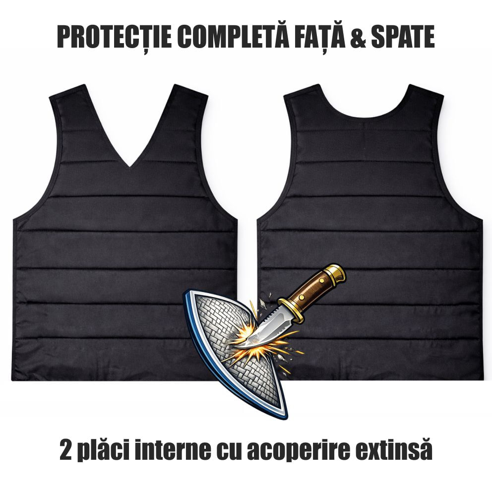 Vesta protectie anti-injunghiere Linomag®, anti-taiere, ajustabila velcro, marime XL, negru