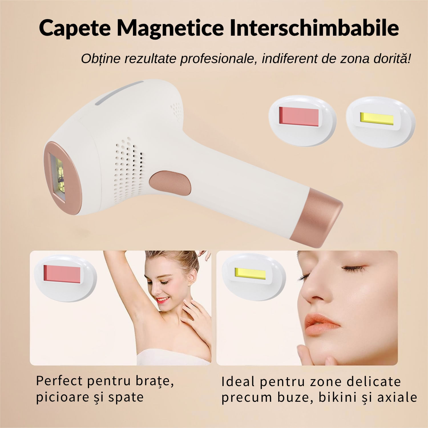 Epilator IPL Multifunctional, 8 Niveluri de Energie, Moduri HR/SC/RA, 999.999 Impulsuri, Epilare Definitiva Fara Durere