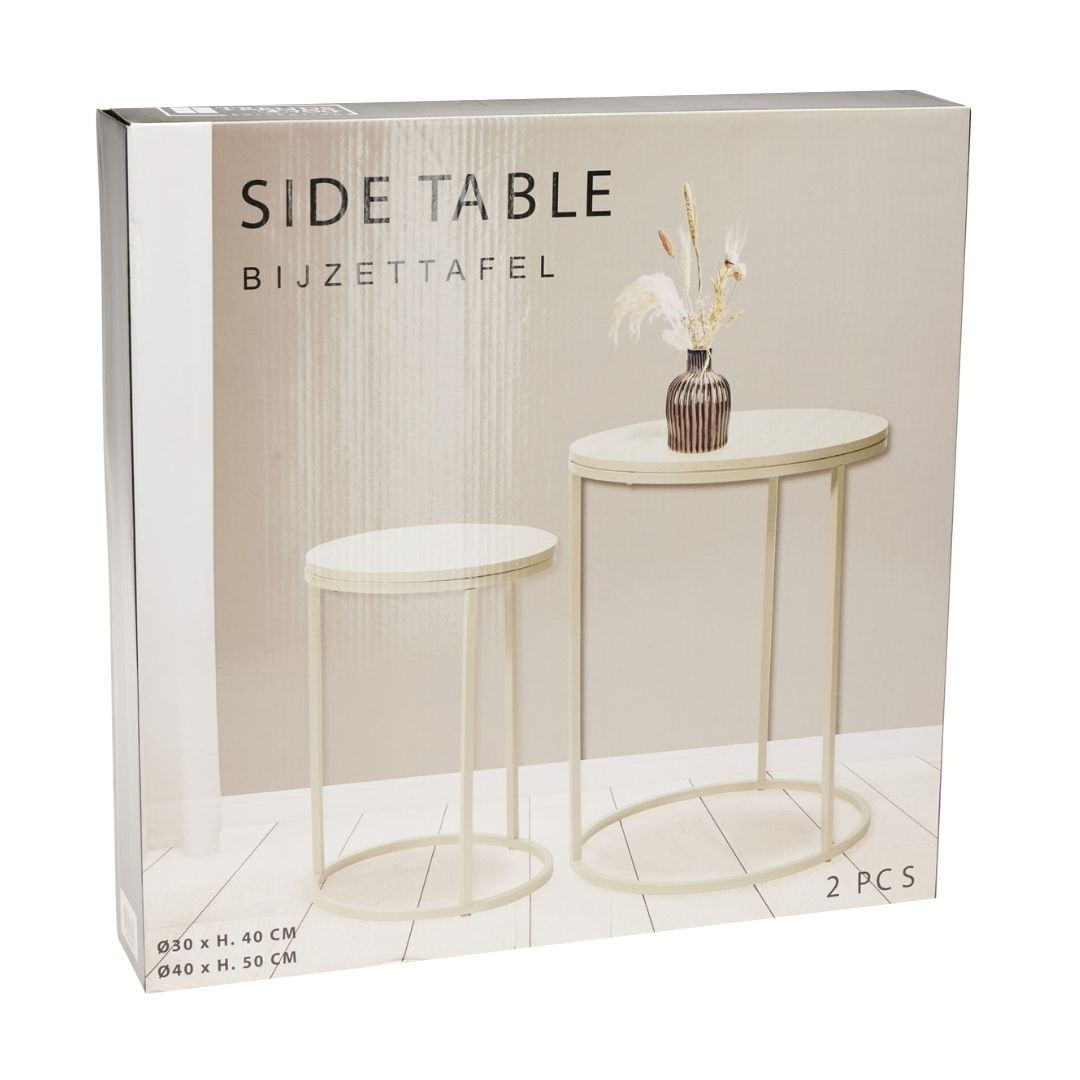 Set 2 masute de cafea Trends4You, metal & MDF, design modern, alb — imaginea 2