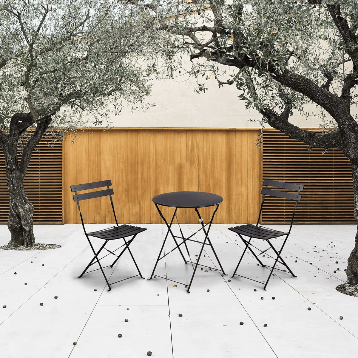 Set Bistro Flair - mobilier terasa gradina, 2 scaune + masa, otel vopsit - NEGRU — imaginea 4