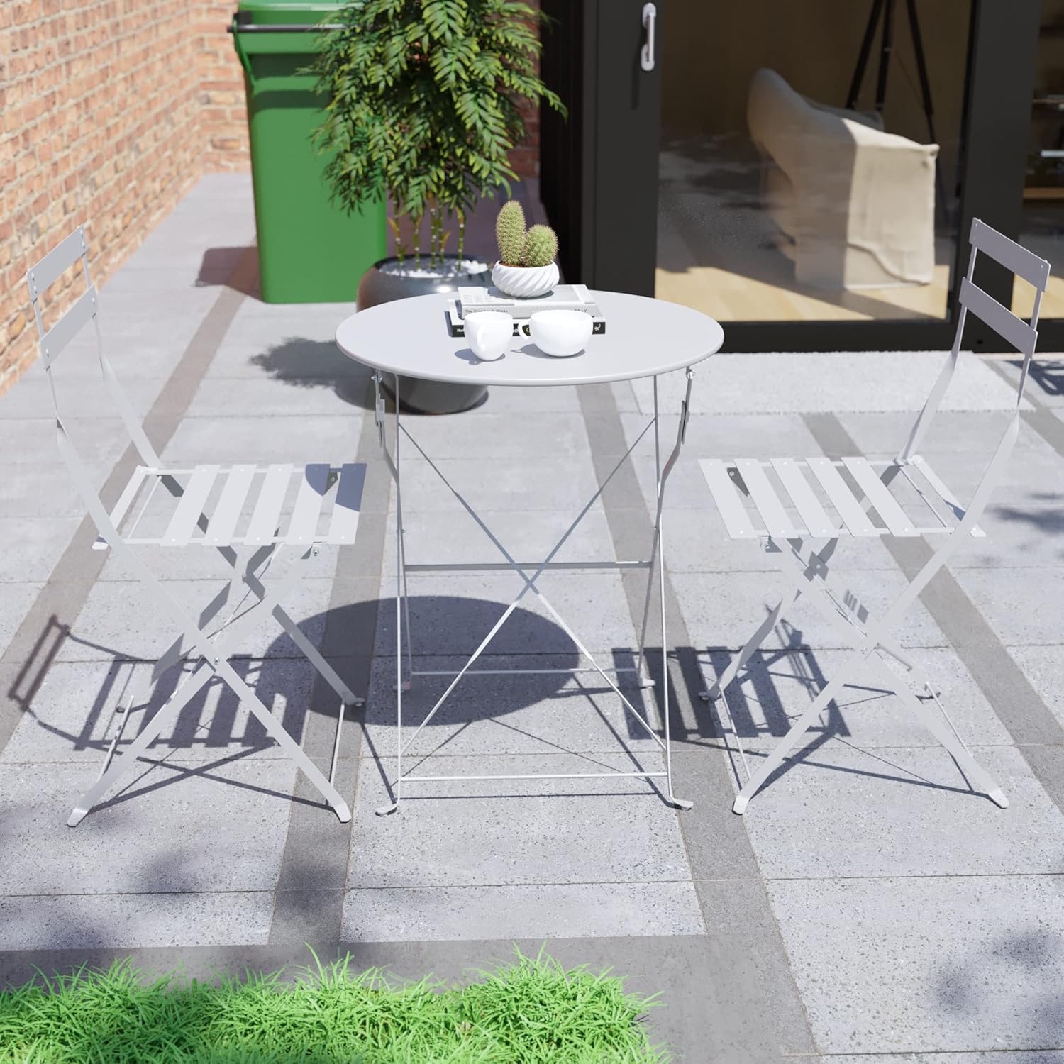 Set Bistro Flair - mobilier terasa gradina, 2 scaune + masa, otel vopsit - Gri Deschis (Cool Grey) — imaginea 2