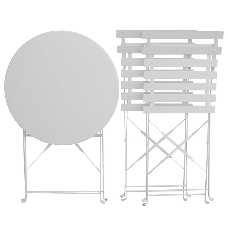 Set Bistro Flair - mobilier terasa gradina, 2 scaune + masa, otel vopsit - Gri Deschis (Cool Grey) — imaginea 3