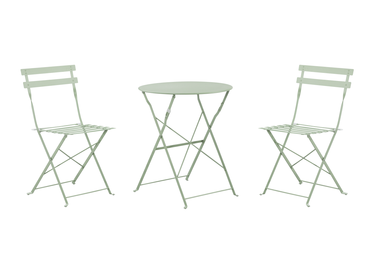 Set Bistro Flair - mobilier terasa gradina, 2 scaune + masa, otel vopsit - Verde (Olive Green) — imaginea 2