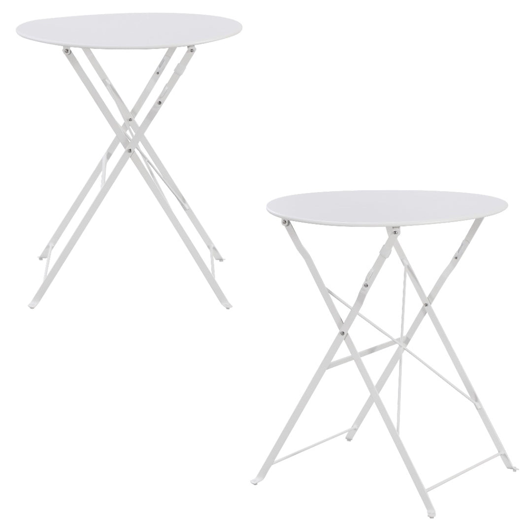 Set Bistro Flair - mobilier terasa gradina, 2 scaune + masa, otel vopsit - alb — imaginea 2