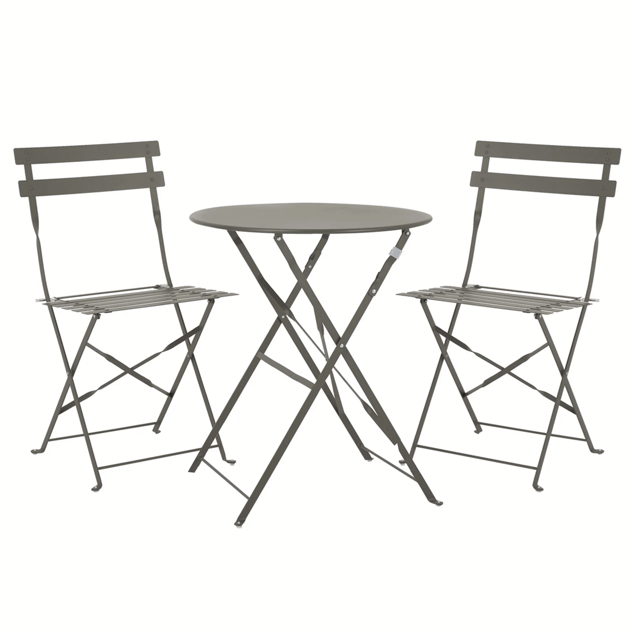 Set Bistro Flair - mobilier terasa gradina, 2 scaune + masa, otel vopsit - Bej (Grey Brown) — imaginea 3