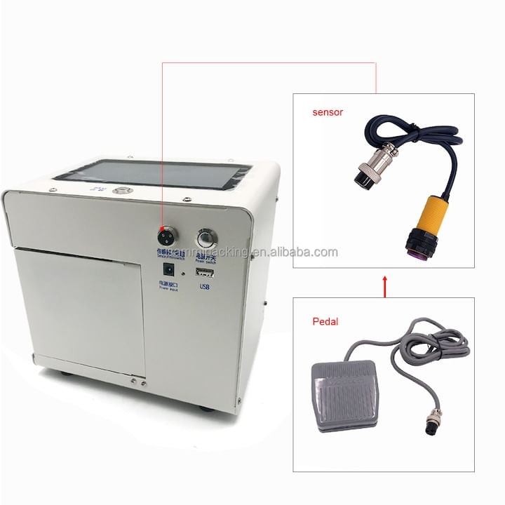 Imprimanta Inkjet fixa, cu buton, pedala, senzor fotoelectric, 2-12, 7 mm, Cartus neagru inclus, Pentru marcare produse