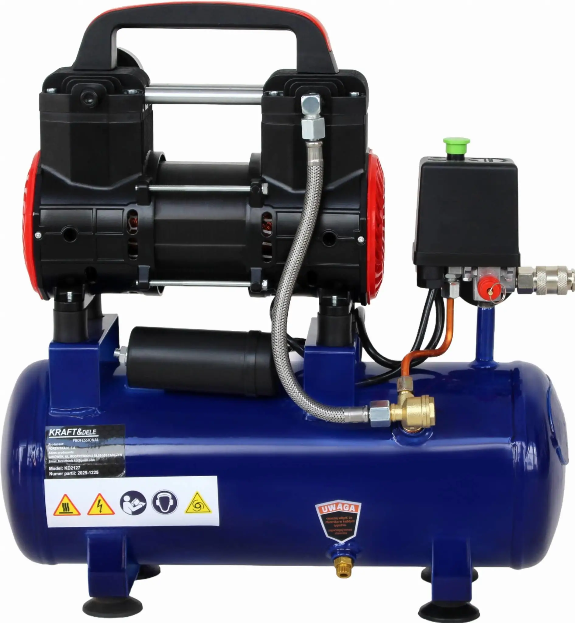 Compresor de aer fara ulei 9L, Kraft&Dele, putere 1200W, KD4090 — imaginea 2