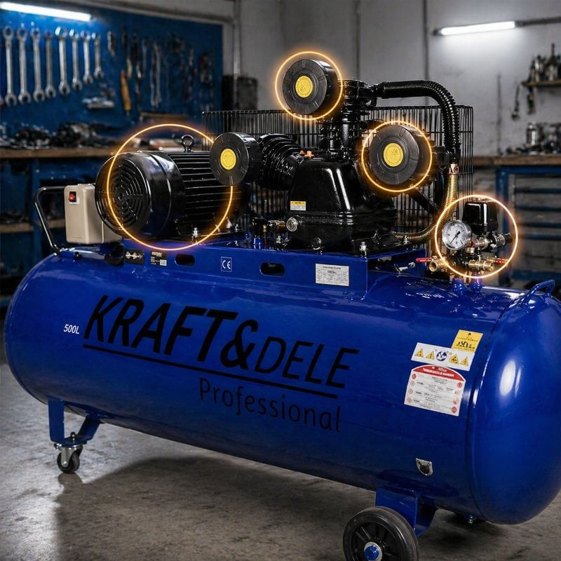Compresor de aer cu ulei, Kraft&Dele, 500L, 3 pistoane, 400V, KD4062 — imaginea 3