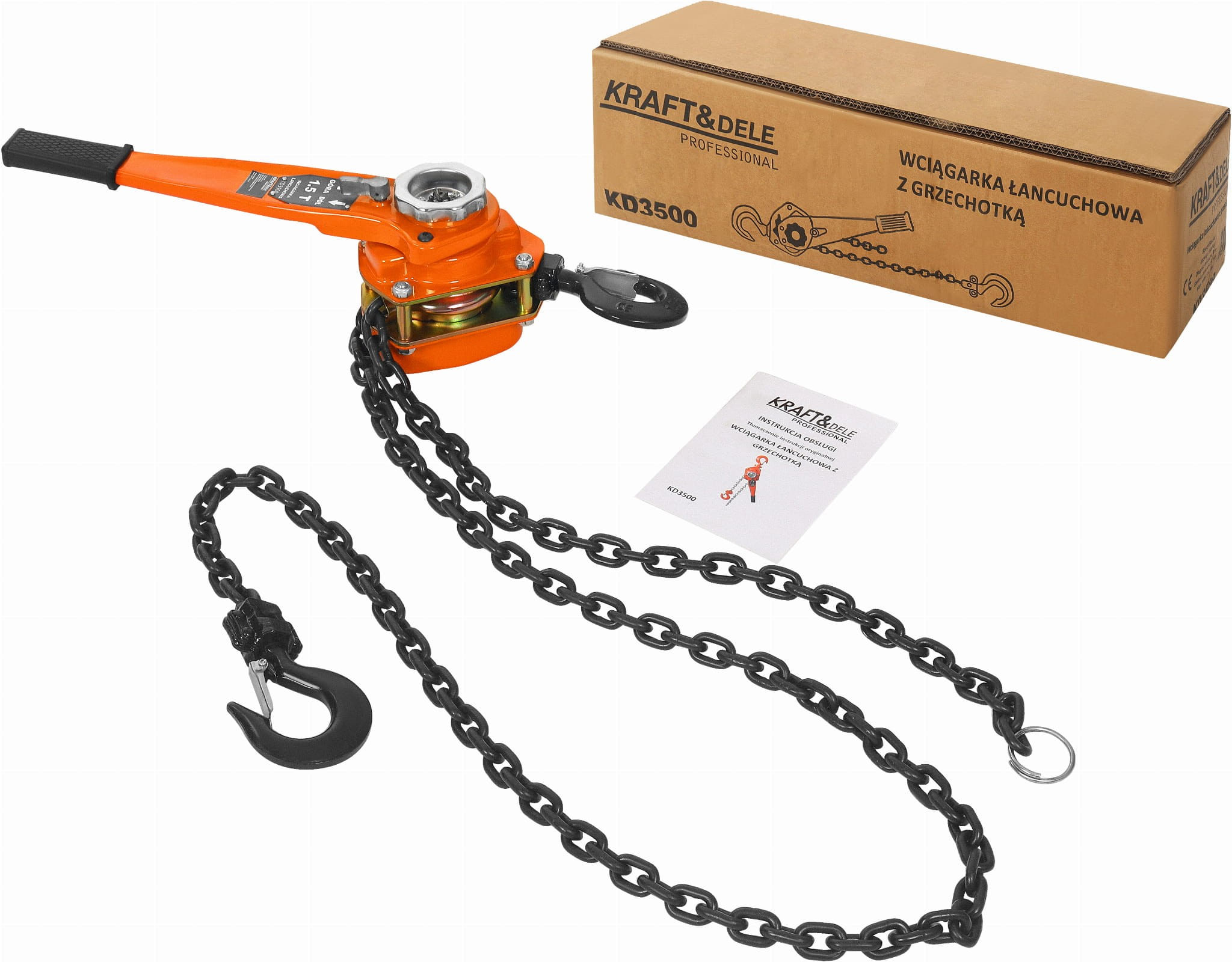 Troliu cu clichet 1.5T 3M KD3500 – Palan Manual 1500 kg KRAFT&DELE — imaginea 8