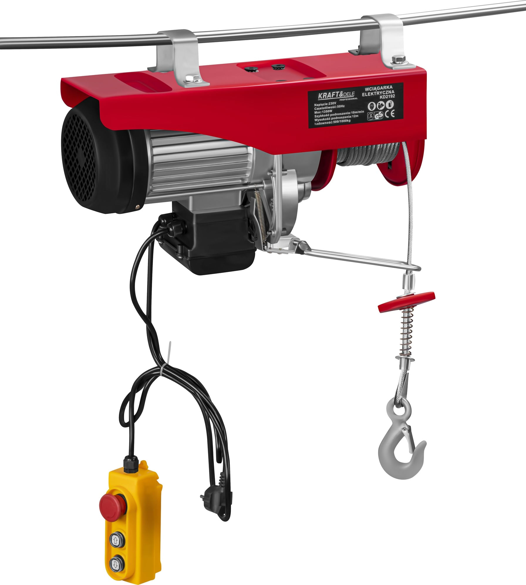 Troliu electric 230V 1350W 500/1000 kg KD2192, KRAFT&DELE cu Telecomanda — imaginea 4