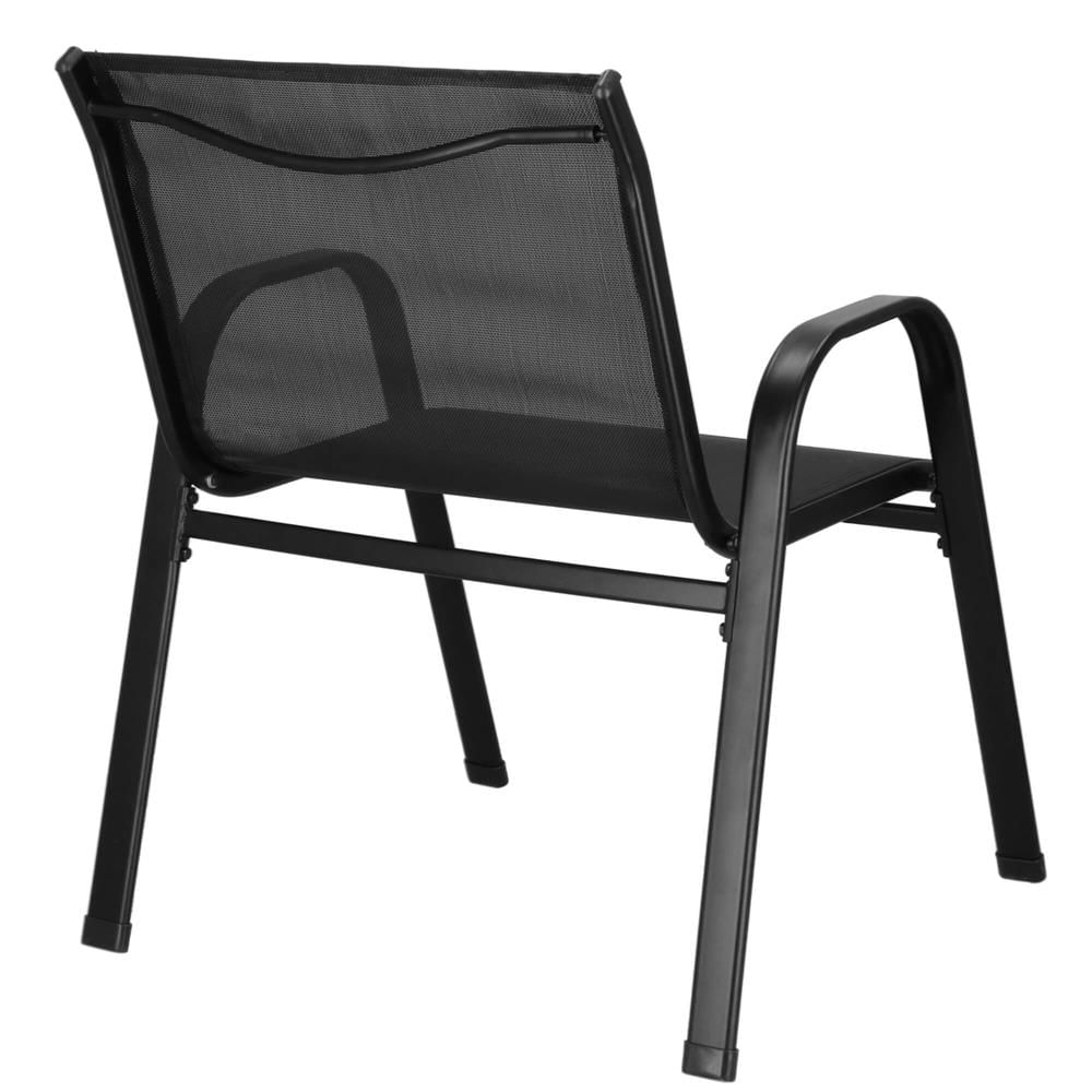 Set mobilier gradina 4 piese, masa cu sticla securizata, 2 scaune si canapea, cadru metalic, negru — imaginea 11