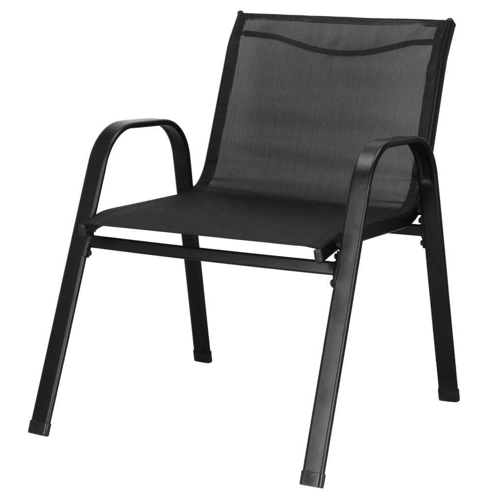 Set mobilier gradina 4 piese, masa cu sticla securizata, 2 scaune si canapea, cadru metalic, negru — imaginea 12
