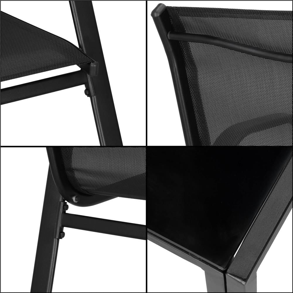 Set mobilier gradina 4 piese, masa cu sticla securizata, 2 scaune si canapea, cadru metalic, negru — imaginea 16