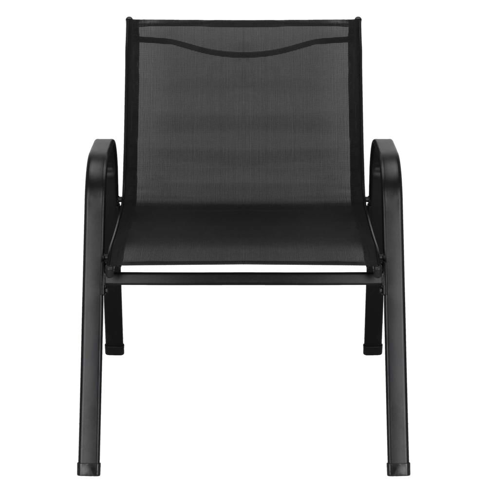 Set mobilier gradina 4 piese, masa cu sticla securizata, 2 scaune si canapea, cadru metalic, negru — imaginea 31