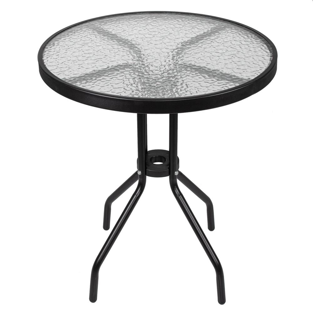 Set mobilier gradina, 2 scaune si masa rotunda, blat sticla, cadru metalic, 60x70 cm, negru — imaginea 9