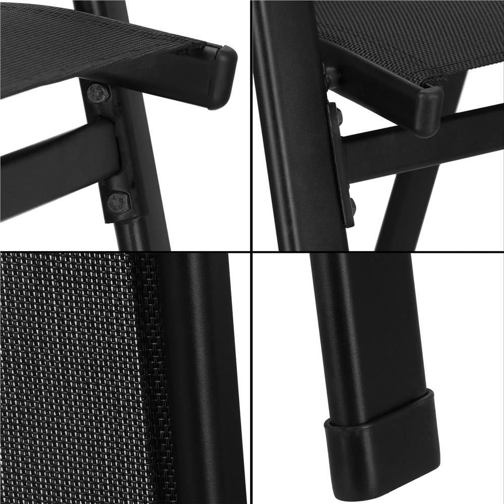 Set mobilier gradina, 2 scaune si masa rotunda, blat sticla, cadru metalic, 60x70 cm, negru — imaginea 10