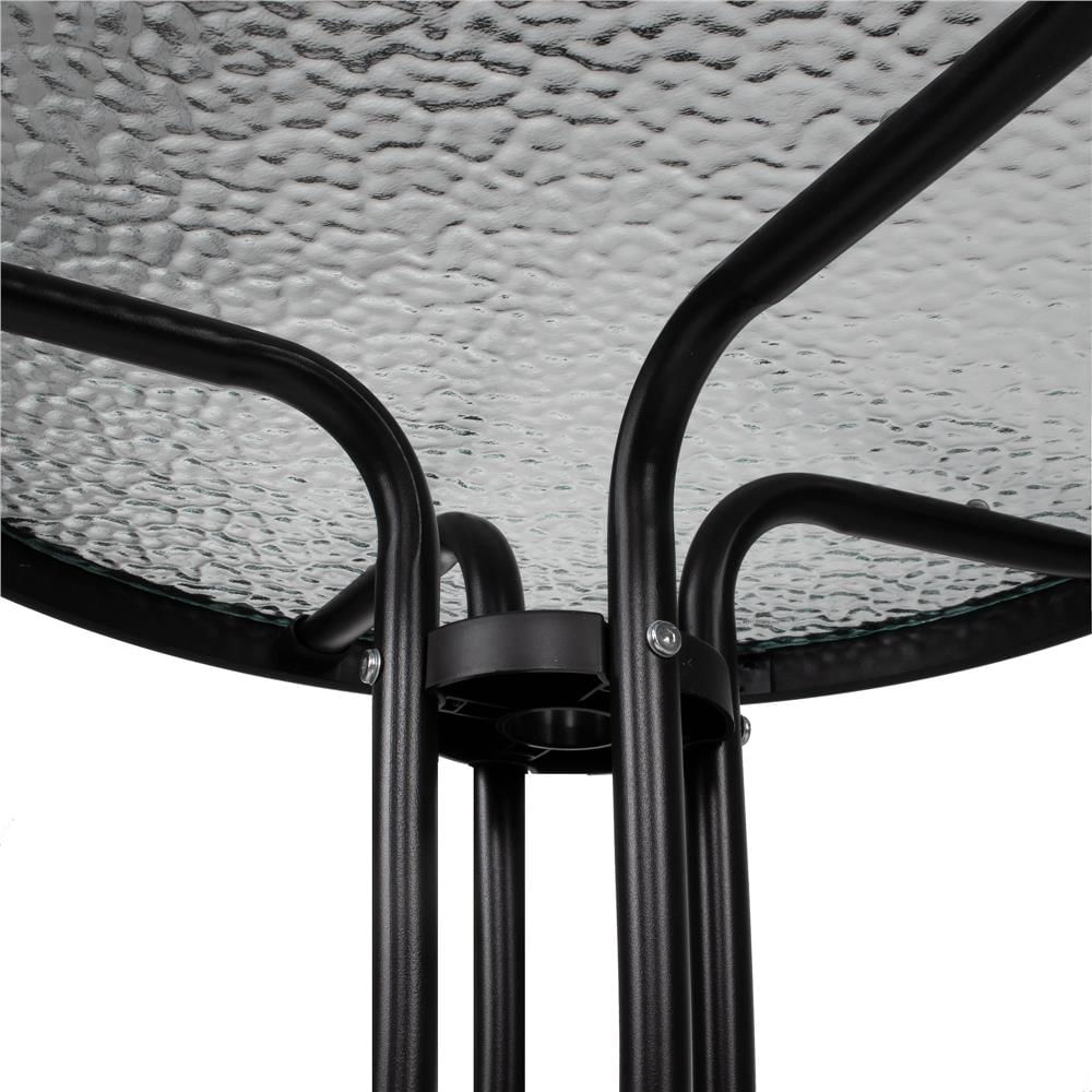 Set mobilier gradina, 2 scaune si masa rotunda, blat sticla, cadru metalic, 60x70 cm, negru — imaginea 21