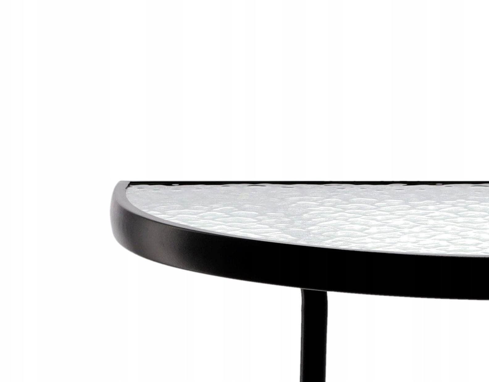 Set mobilier gradina sau balcon, masa semirotund sticla cu 2 scaune pliabile, negru — imaginea 2