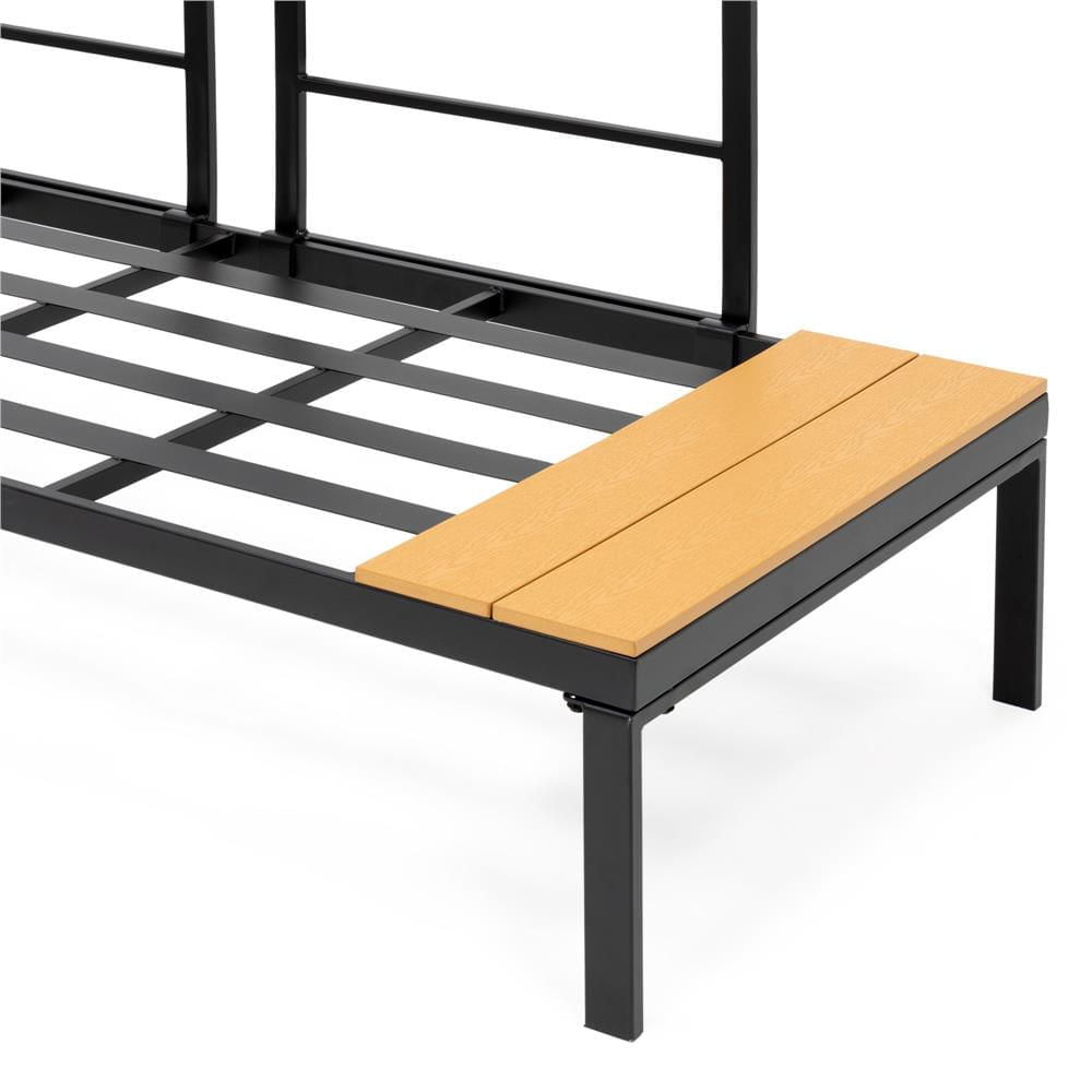 Set mobilier gradina coltar cu masa, separabil in 2 canapele tip sezlong, perne impermeabile, cadru metalic, gri si maro — imaginea 11