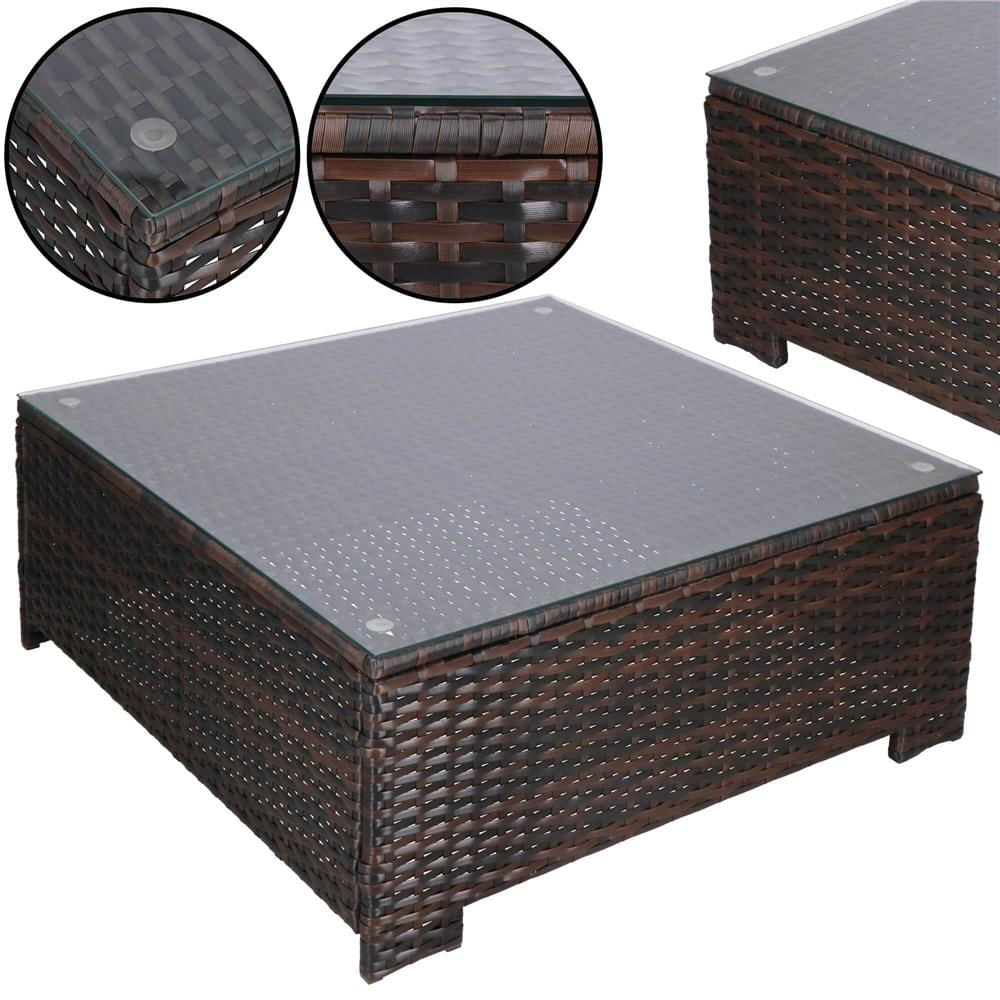 Set mobilier gradina 6 piese din technorattan cu masa si perne, instalare modulara configurabila, maro si crem — imaginea 7