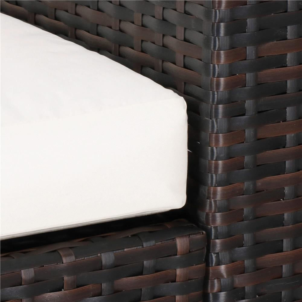 Set mobilier gradina 6 piese din technorattan cu masa si perne, instalare modulara configurabila, maro si crem — imaginea 14
