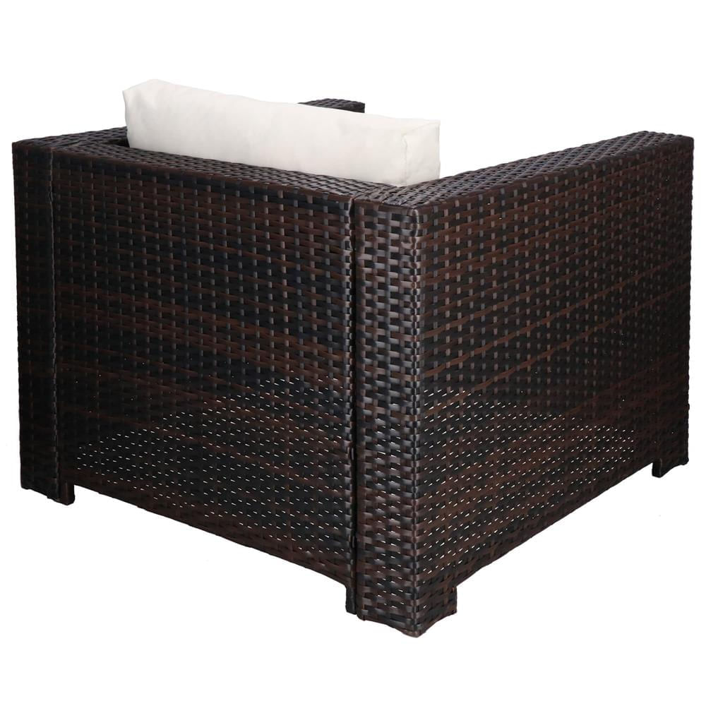 Set mobilier gradina 6 piese din technorattan cu masa si perne, instalare modulara configurabila, maro si crem — imaginea 22