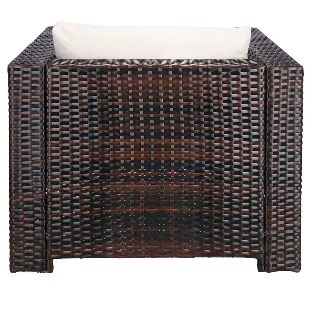 Set mobilier gradina 6 piese din technorattan cu masa si perne, instalare modulara configurabila, maro si crem — imaginea 23