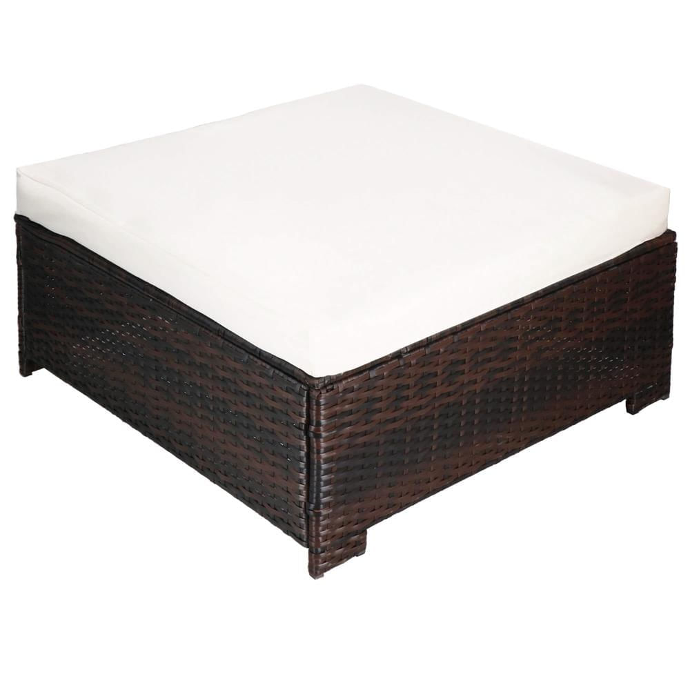 Set mobilier gradina 6 piese din technorattan cu masa si perne, instalare modulara configurabila, maro si crem — imaginea 24
