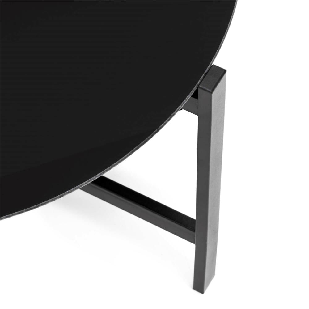 Set mobilier gradina 4 locuri, canapea 2 locuri, 2 scaune si masa rotunda sticla, cadru metalic, 119x71x82 cm, negru — imaginea 10