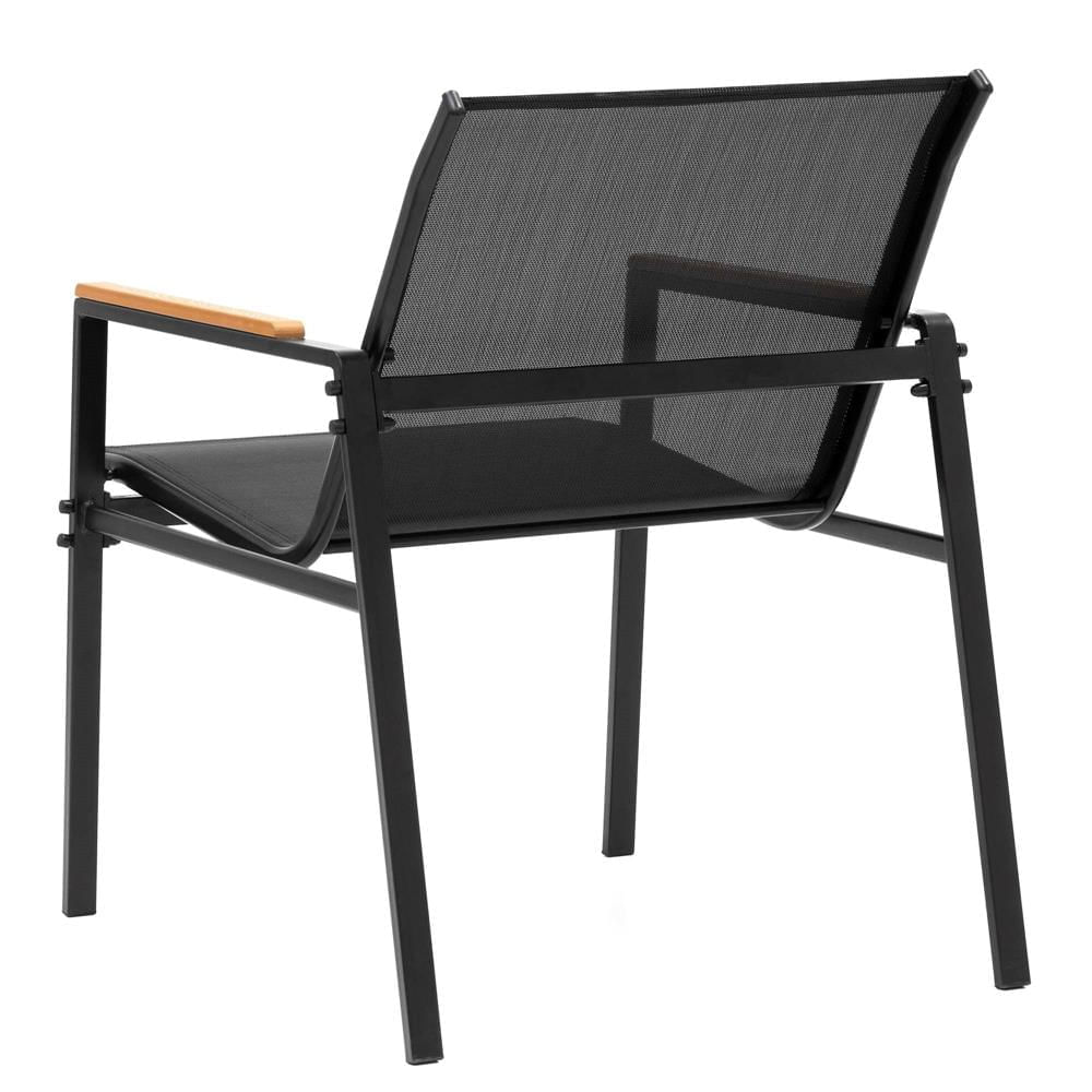 Set mobilier gradina 4 locuri, canapea 2 locuri, 2 scaune si masa rotunda sticla, cadru metalic, 119x71x82 cm, negru — imaginea 11