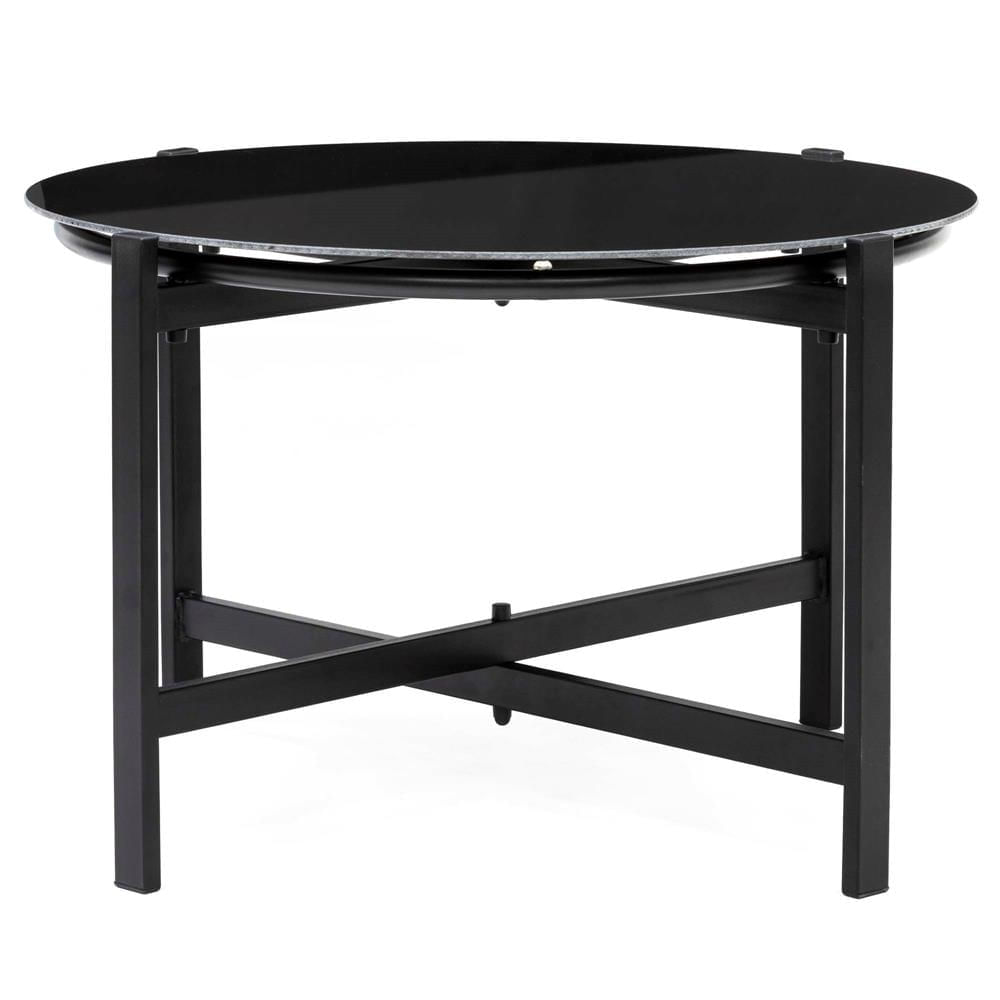 Set mobilier gradina 4 locuri, canapea 2 locuri, 2 scaune si masa rotunda sticla, cadru metalic, 119x71x82 cm, negru — imaginea 14