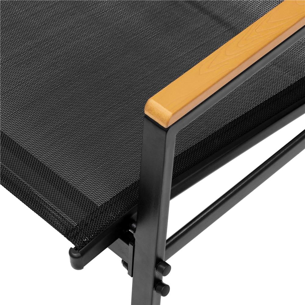 Set mobilier gradina 4 locuri, canapea 2 locuri, 2 scaune si masa rotunda sticla, cadru metalic, 119x71x82 cm, negru — imaginea 15