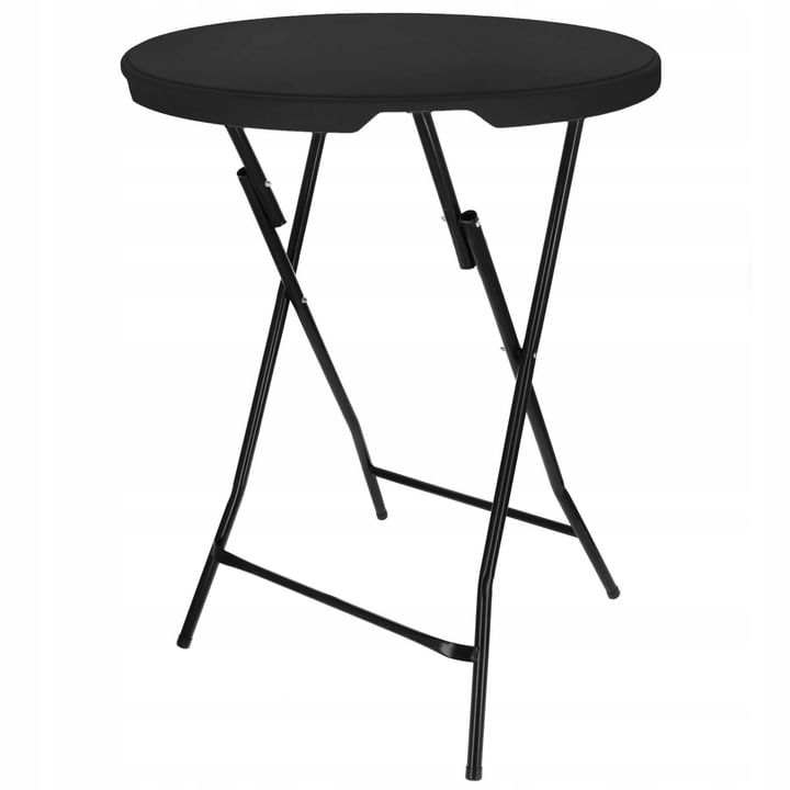 Masa catering pliabila rotunda tip cocktail, blat HDPE, cadru metal anticoroziv, max 60 kg, D80xH110 cm, negru