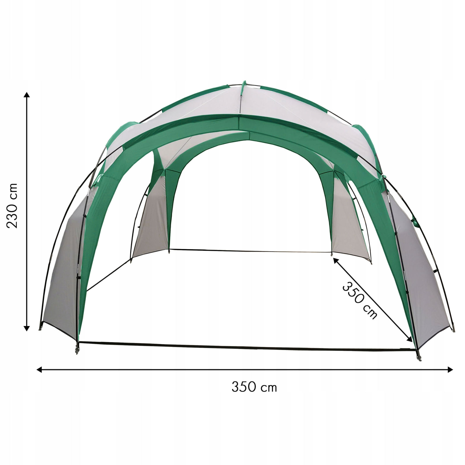 Pavilion gradina 350x350x230 cm, structura fibra de sticla, acoperis poliester impermeabil, verde cu alb — imaginea 4