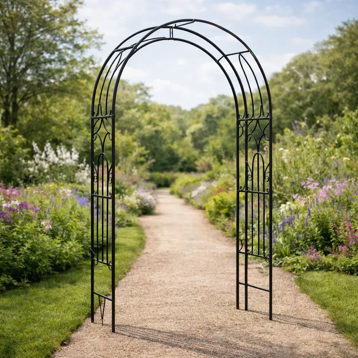 Pergola gradina metalica pentru plante cataratoare, otel vopsit electrostatic, 145x38x240 cm, verde