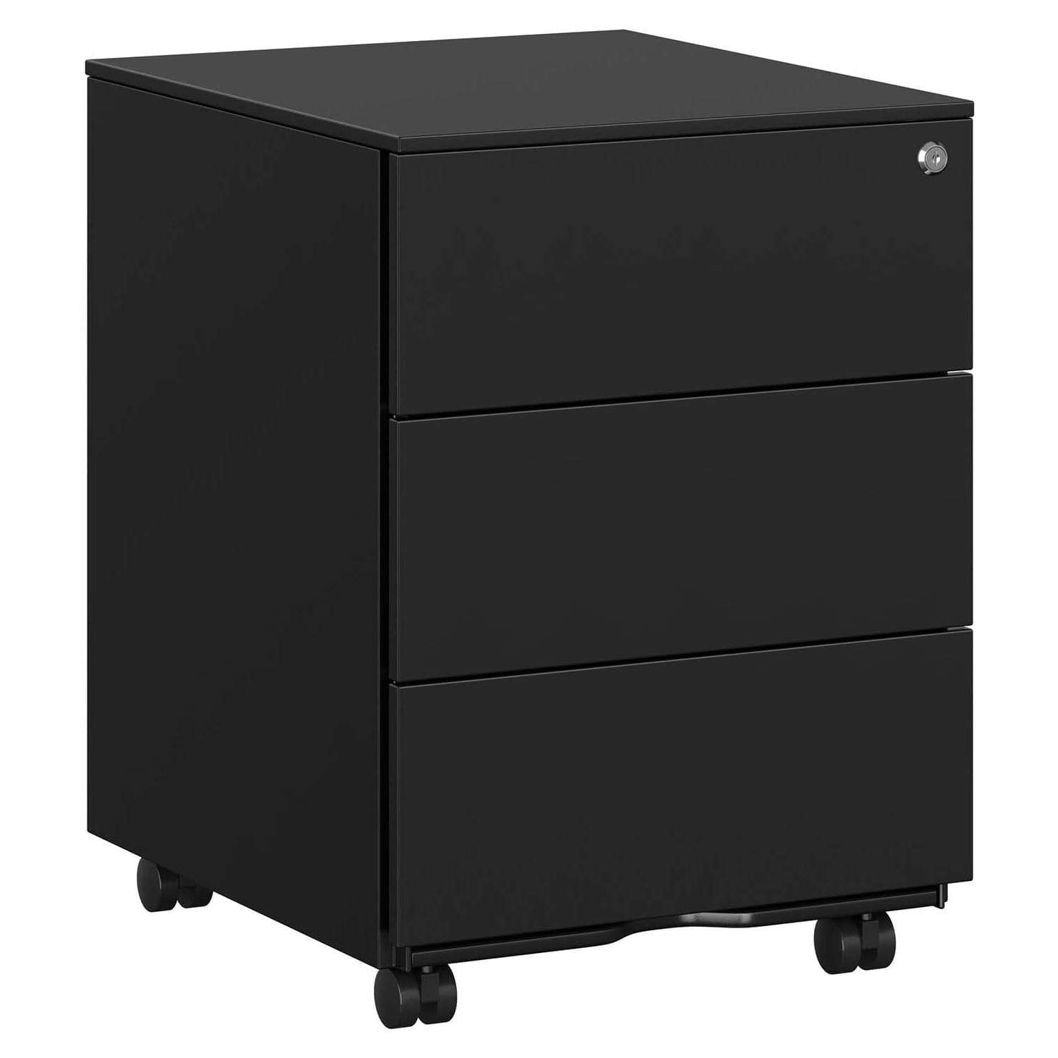 Dulap mobil rollbox pentru birouri, 3 sertare pentru documente, corp pre-asamblat, 45x39x54 cm, negru — imaginea 2