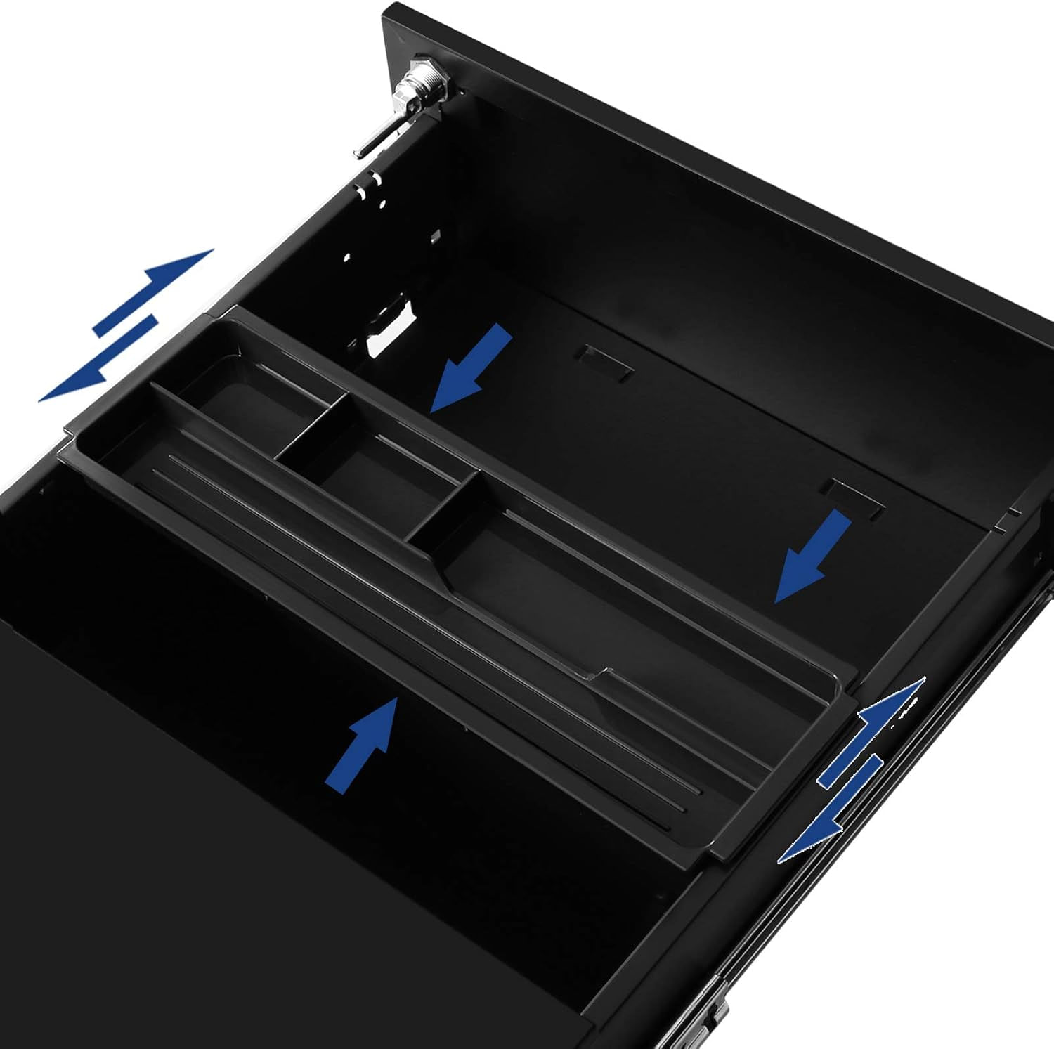 Dulap mobil rollbox pentru birouri, 3 sertare pentru documente, corp pre-asamblat, 45x39x54 cm, negru — imaginea 7