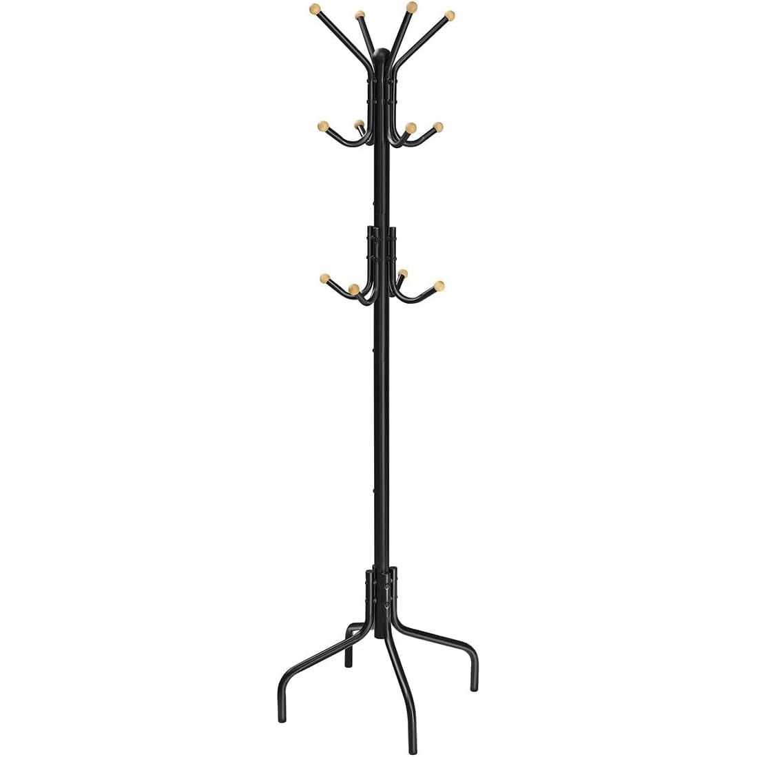 Cuier metalic cu 12 agatatori, suport haine tip pom, 55x55x180 cm, negru — imaginea 7